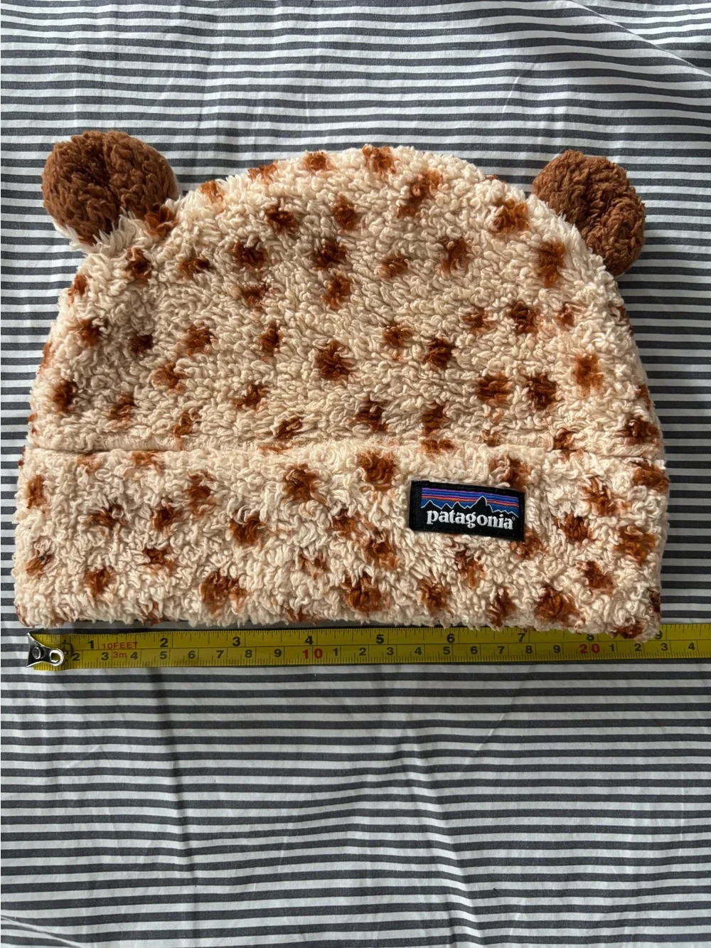 Patagonia Cream & Brown Sherpa Bear-Ear Baby / Todder Beanie